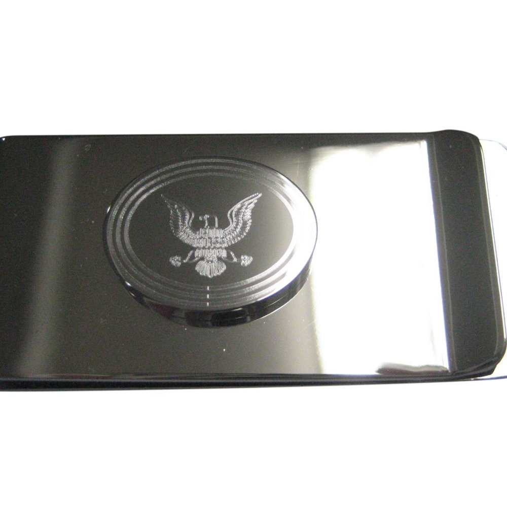 Oval Mighty American Eagle Design Money Clip